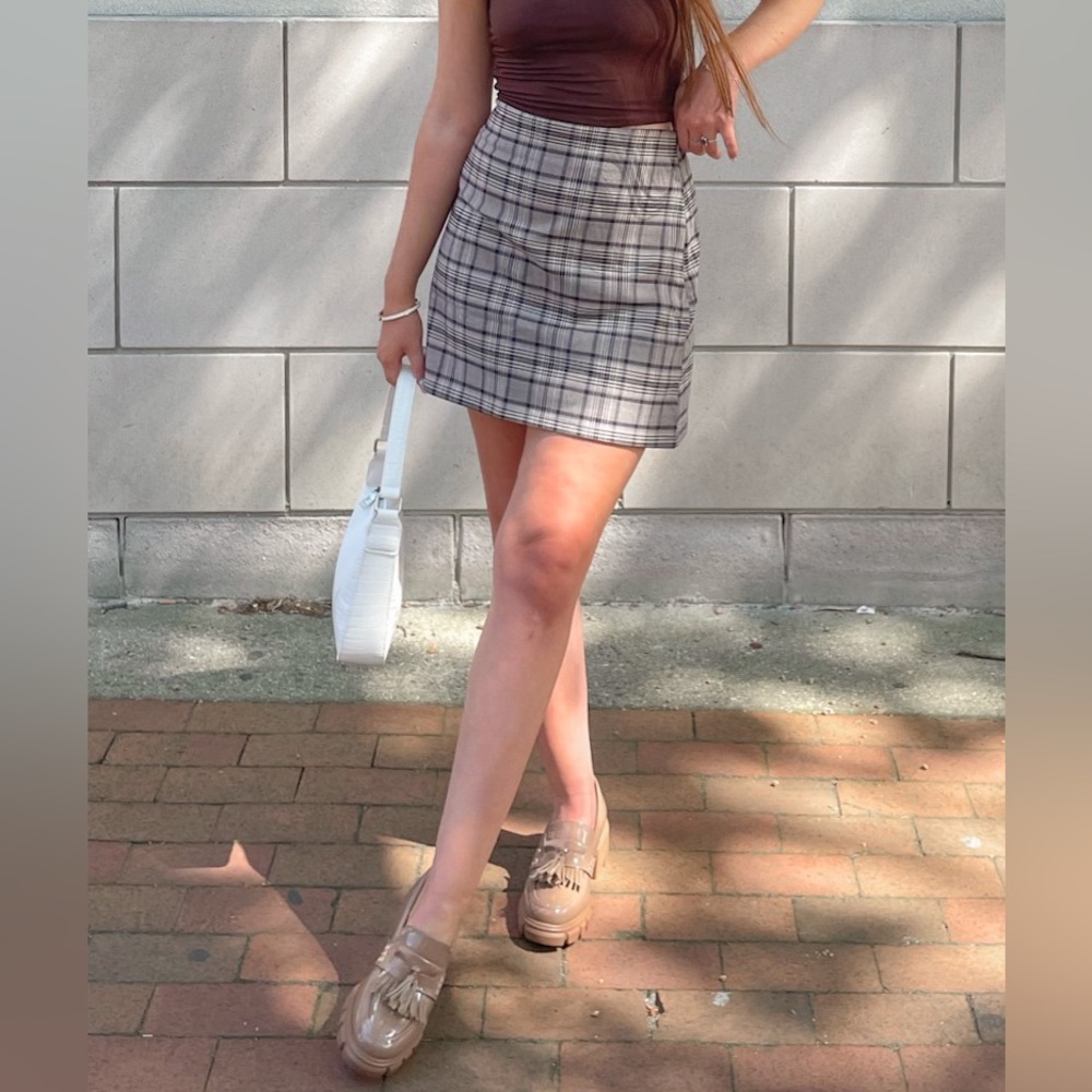 Brown Plaid Skirt